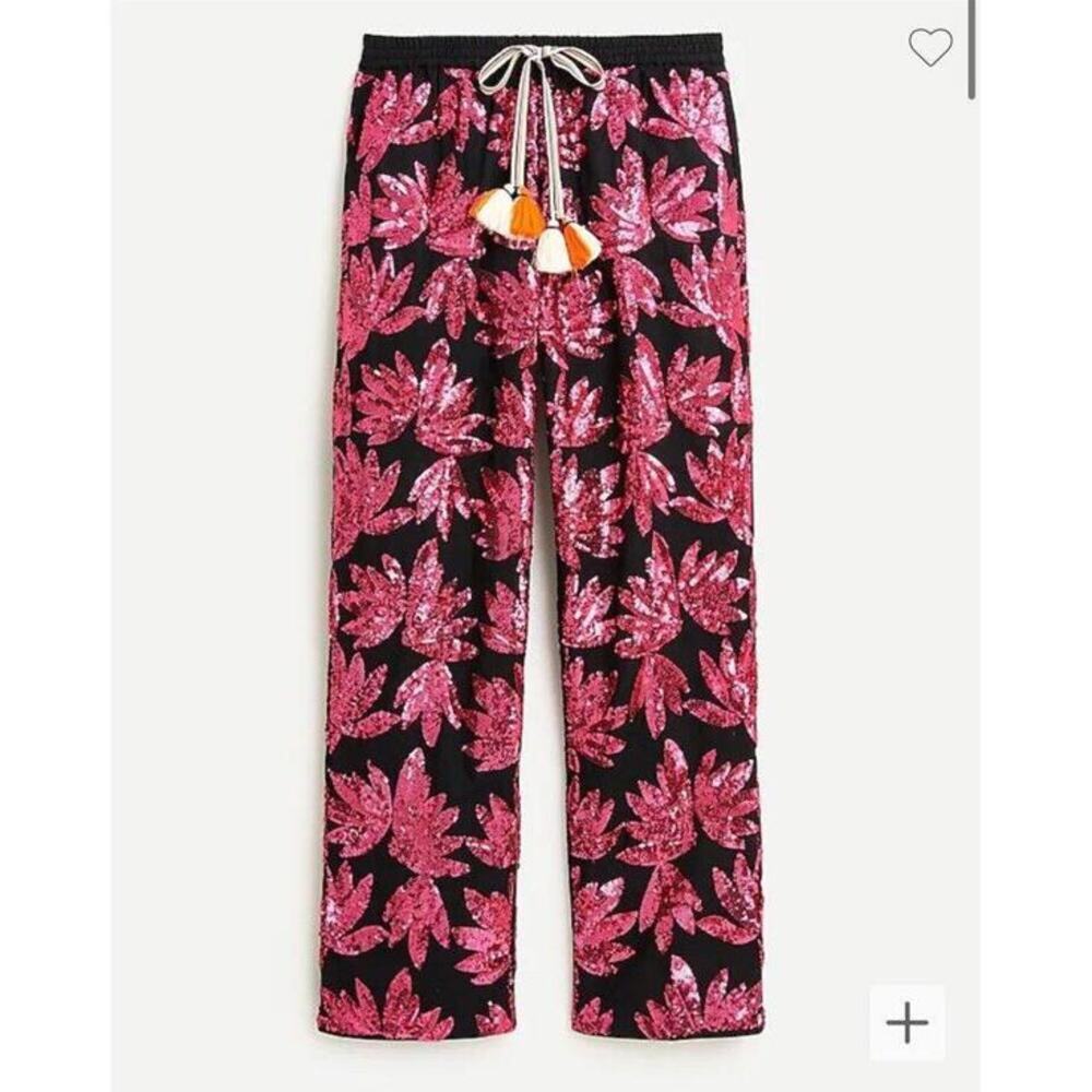NWT J.Crew Collection High-Rise Sequin Cotton-Poplin Pant with Sequins 10